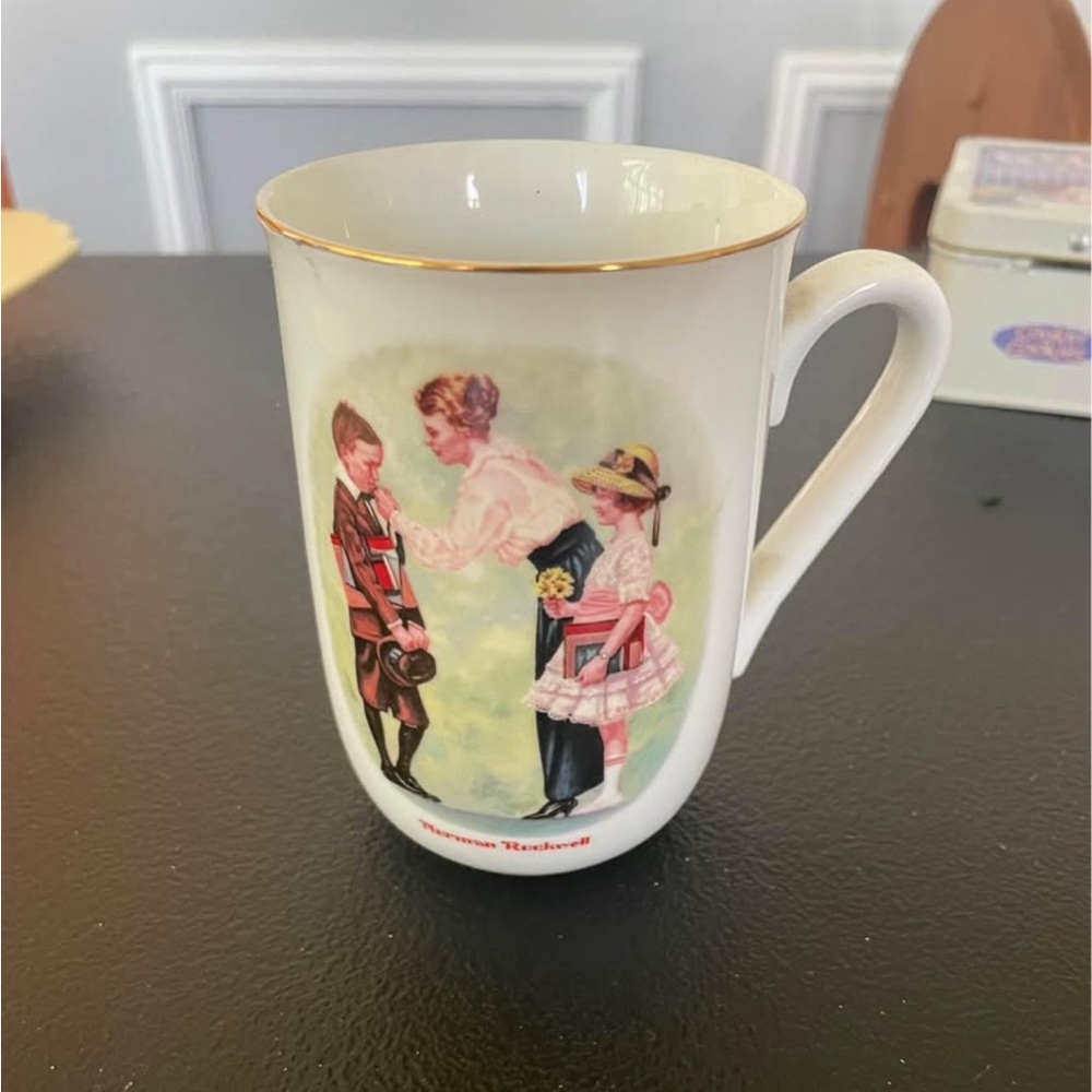 Norman Rockwell The First Day of School Mug with Gold Rim